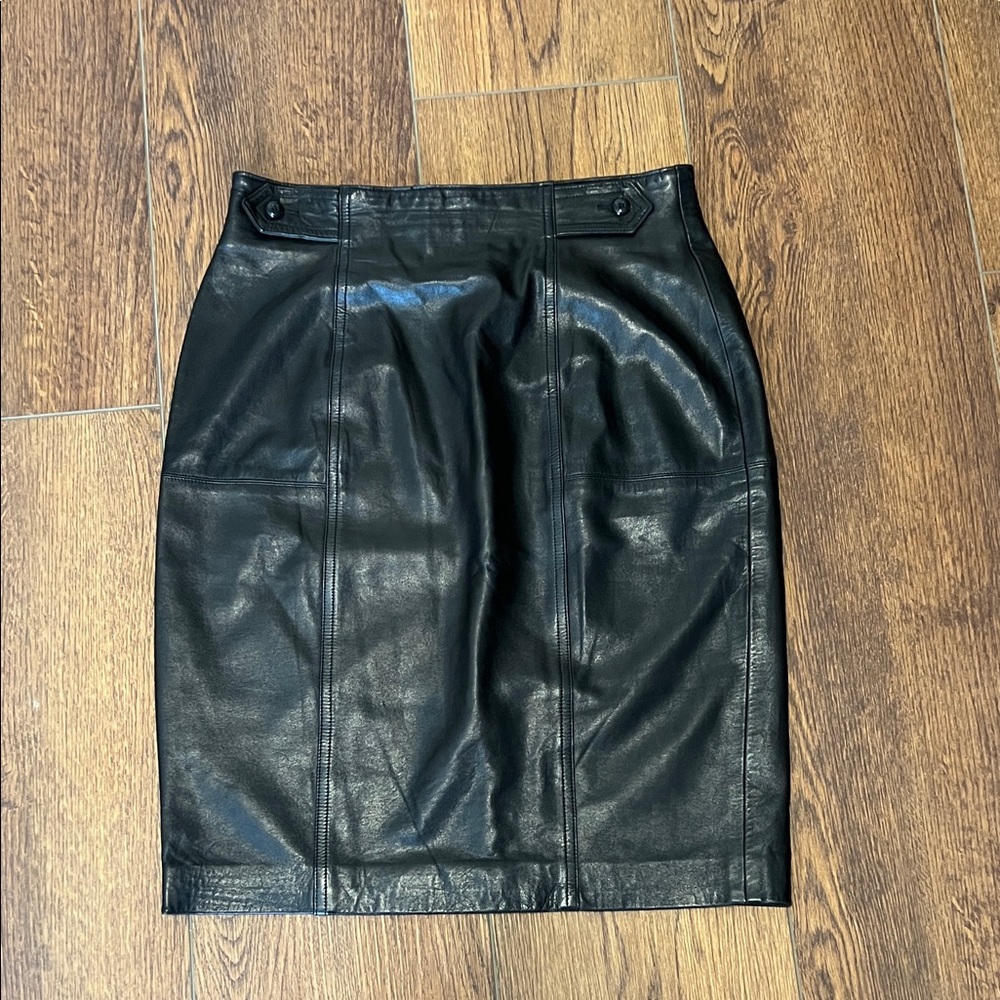 Dana Buchman Black Leather Pencil Skirt
